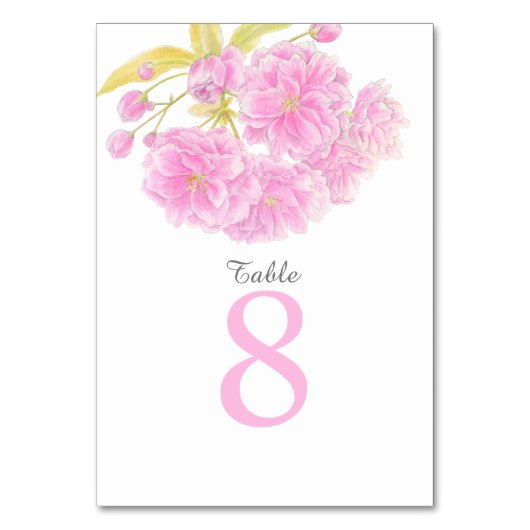 Numéros de table Mariage de fleurs de printemps ro (Dos)