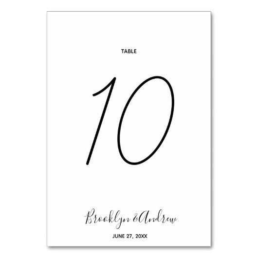 Numéros de table Mariage de script simple (Dos)