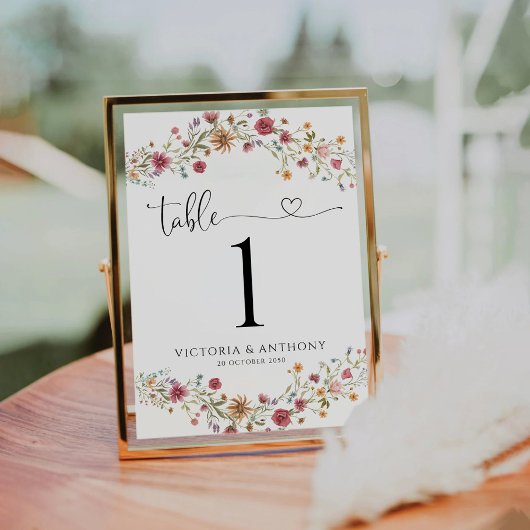 Numéros de table Mariage fleur sauvage