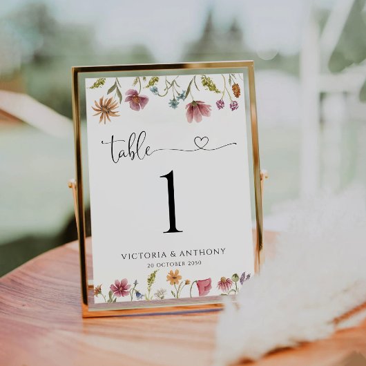 Numéros de table Mariage fleur sauvage