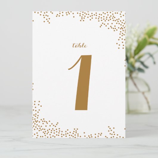 Numéros de table Mariage Gold Confetti (Debout devant)