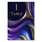 Numéros de table Mariage moderne - Bleu pourpre or (Dos)