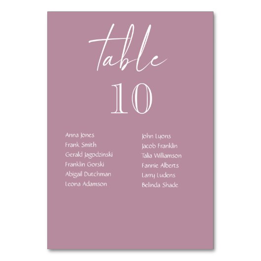 Numéros De Table Mariage Rose Avec Les Noms D'Invi (Par défaut)