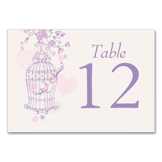Numéros de table mariage rose violet Birdcage (Devant)