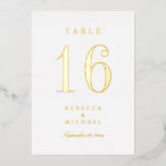 Numéros de table Mariage traditionnel Gold Foil<br><div class="desc">Véritable bordure en feuille d'or,  choisissez parmi l'or,  l'argent ou l'or rose avec des noms de couples et la date mariage. Customisez la couleur de l'arrière-plan,  ou ajoutez une photo ou un motif.</div>