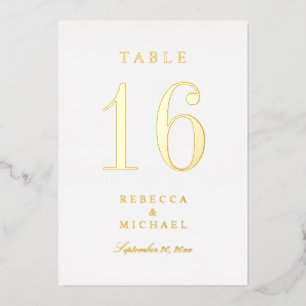 Numéros de table Mariage traditionnel Gold Foil