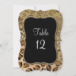 Numéros de Table Motif Léopard Pailleté Or Naturel