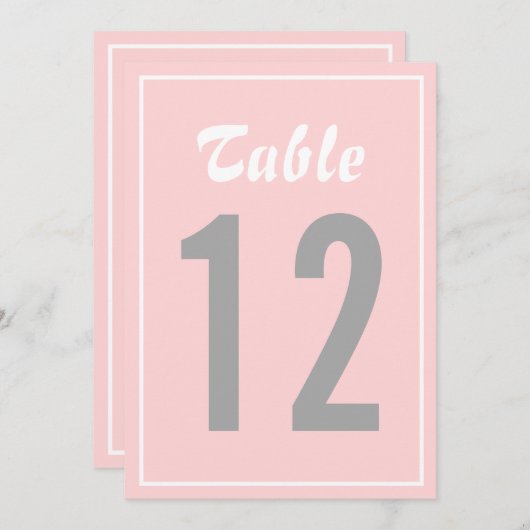 Numéros de table nautiques rose et gris Carte II (Devant / Derrière)