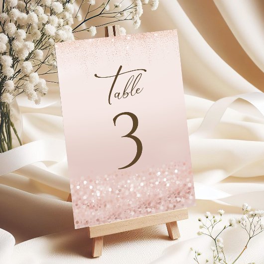 Numéros de table Pailletés Or Rose pour 60e Annive