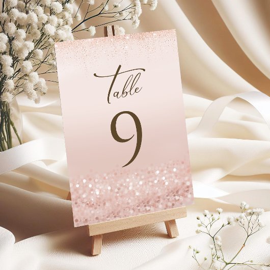 Numéros de table Pailletés Or Rose pour 70e Annive