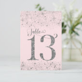 Numéros de table pailletés rose argenté Blush numé (Debout devant)