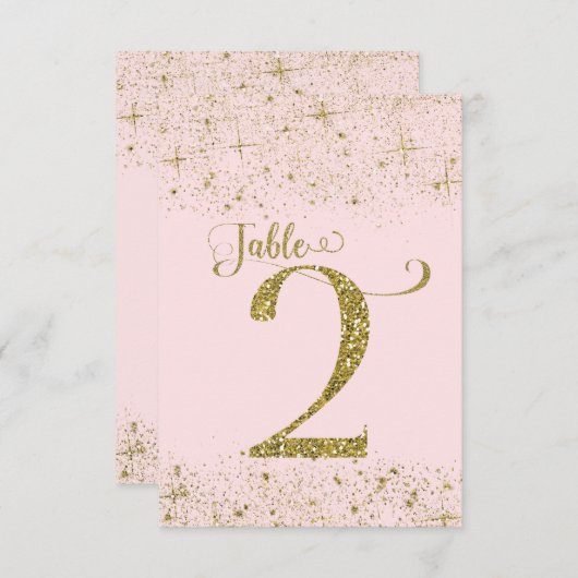 Numéros de table Pailletés Rose Doré Blush Numéro (Devant / Derrière)