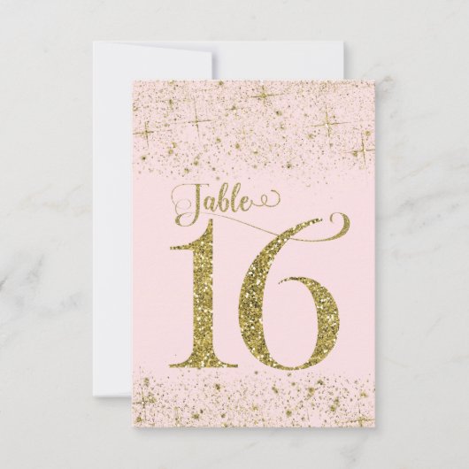 Numéros de table Pailletés Rose Doré N° 16 (Devant)