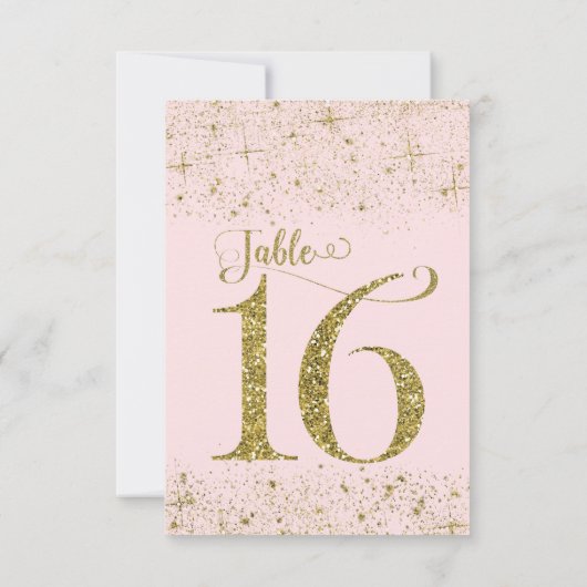 Numéros de table Pailletés Rose Doré N° 16 (Dos)