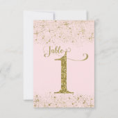 Numéros de table Pailletés Rose Doré Numéro 1 (Devant)