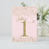 Numéros de table Pailletés Rose Doré Numéro 1 (Debout devant)