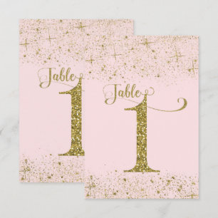 Numéros de table Pailletés Rose Doré Numéro 1