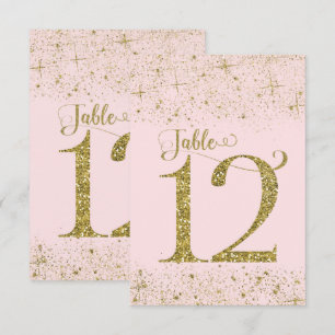 Numéros de table Pailletés Rose Doré Numéro 12