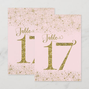 Numéros de Table Pailletés Rose Doré Numéro 17