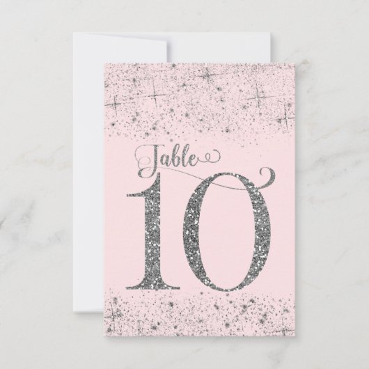 Numéros de table Pailletés Rose Fardé Argent Numér (Devant)