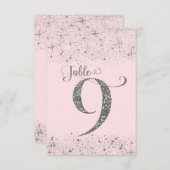 Numéros de table Pailletés Rose Fardé Argenté Numé (Devant / Derrière)