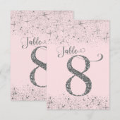 Numéros de table Pailletés Rose Foncé Argent N° 8 (Devant / Derrière)
