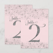 Numéros de table Pailletés Rose Foncé Argent Numér (Devant / Derrière)