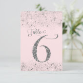 Numéros de table Pailletés Rose Foncé Argent Numér (Debout devant)