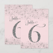 Numéros de table Pailletés Rose Foncé Argent Numér (Devant / Derrière)