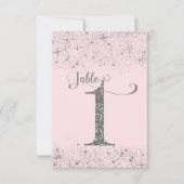 Numéros de Table Pailletés Rose Foncé Argent Numér (Devant)