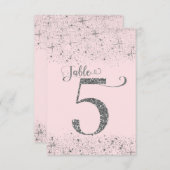 Numéros de table Pailletés Rose Foncé Argenté Numé (Devant / Derrière)