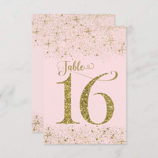 Numéros de table Pailletés Rose Gold N°16 (Devant / Derrière)