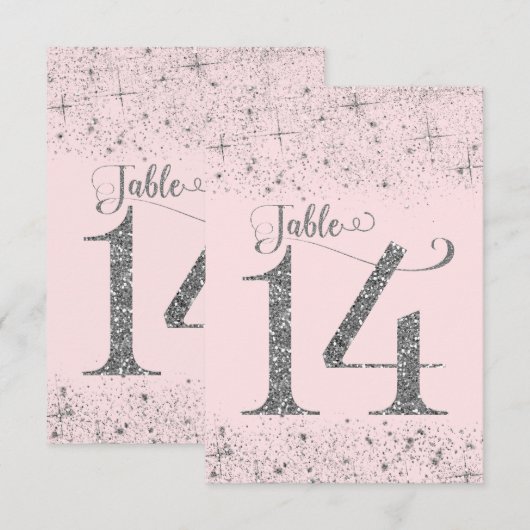 Numéros de table Pailletés Rose Rosé Argenté Numér (Devant / Derrière)