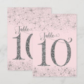 Numéros de table Pailletés Rose Rougeoyant Argent  (Devant / Derrière)