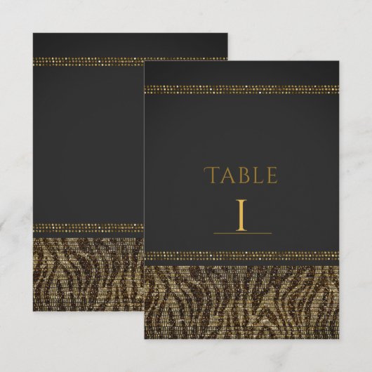 Numéros de table pailletés Zebra Sparkle Glam Chic (Devant / Derrière)