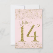 Numéros de table Paillettes Rose Doré Numéro 14 (Devant)