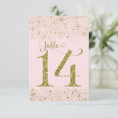 Numéros de table Paillettes Rose Doré Numéro 14 (Debout devant)