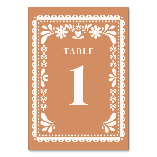 Numéros de table Papel Picado Panneau de Hacienda (Dos)