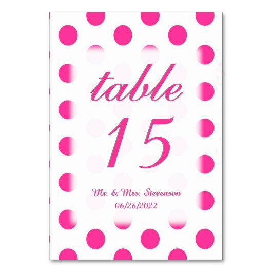Numéros de table Pointe avec nom et date (Par défaut)