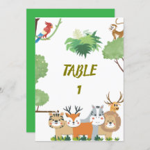 numéros de table pour Baby Shower sur les animaux 