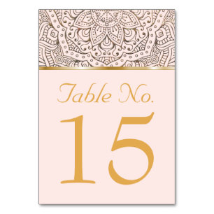 Numéros de table pour mariage Boho Floral Mandal