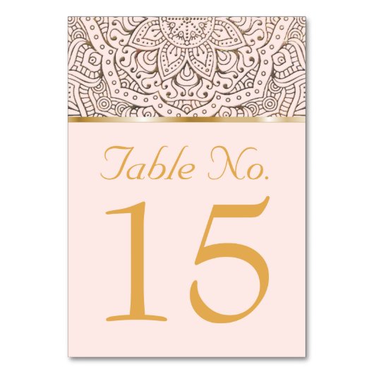 Numéros de table pour mariage | Boho Floral Mandal (Par défaut)