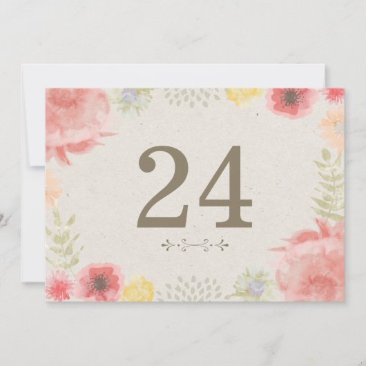 Numéros de table pour mariage d'été dans le pré (Devant)