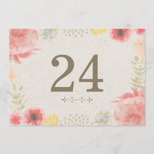 Numéros de table pour mariage d'été dans un pré