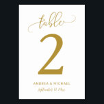 Numéros de table pour mariage | Script de rebond (<br><div class="desc">Bounce Calligraphy Script Mariage Numéros de tableau (Or) - Numéro 2 : Ces numéros de tableau sont dotés d'une calligraphie moderne en or. Modifiez vos noms et votre date en bas ou supprimez-les si vous n'en avez pas besoin. Placez le numéro de table pour ajouter un bel affichage moderne à...</div>