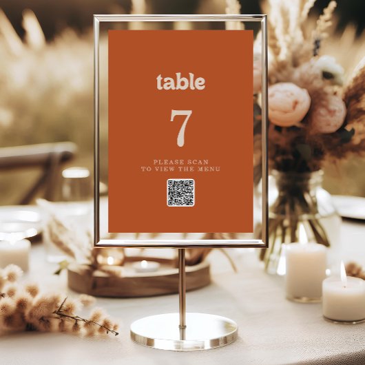 Numéros de table QR Code en terre cuite simple et 