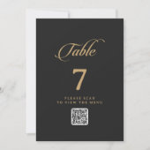 Numéros de table QR Code Noir et Or Classiques (Devant)