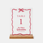 Numéros de table Quinceañera Red Bow personnalisés (Recto)