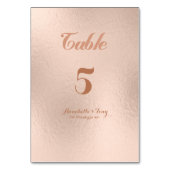 Numéros de table rose Gold Foil (Dos)