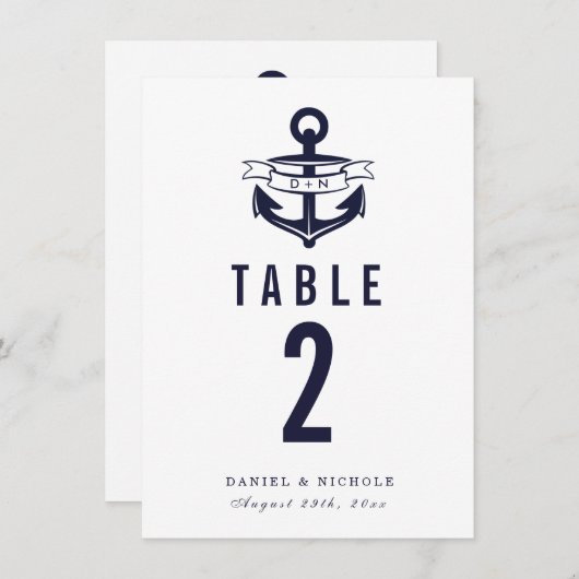 Numéros de table sur le thème nautique | Mariages (Devant / Derrière)